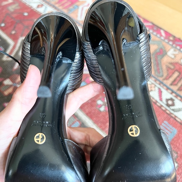 Giorgio Armani Metallic Peep Toe Heels Size EU 40 / US 9.5 - Picture 7 of 8